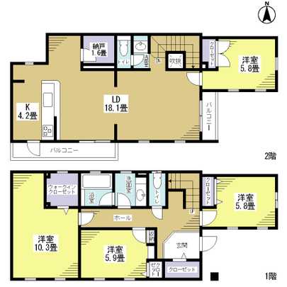 Floor plan. 4LD of building area 118.85 sq m ・ K type