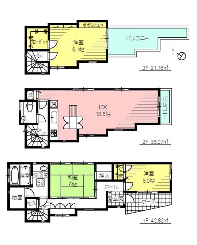 Floor plan. 63,800,000 yen, 3LDK, Land area 113.47 sq m , Building area 102.05 sq m