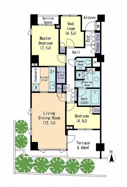 Floor plan. 3LDK, Price 68,800,000 yen, Occupied area 78.76 sq m , Balcony area 6.4 sq m floor plan  Southwest corner room.