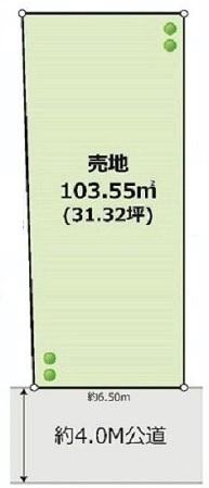 Compartment figure. Land price 65 million yen, Facing the land area 100.66 sq m south 4m road is 30 square meters more than shaping land. 