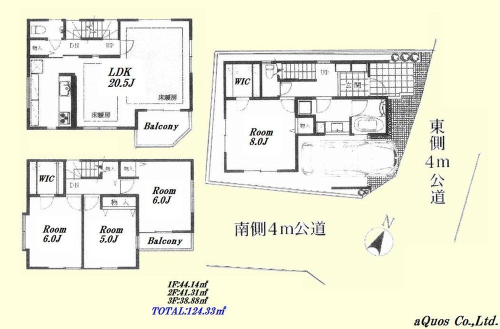 Floor plan. 69,800,000 yen, 4LDK, Land area 72.65 sq m , Building area 124.33 sq m