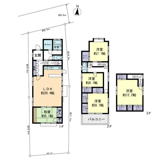 Floor plan. 89,800,000 yen, 5LDK, Land area 144.03 sq m , Building area 155.46 sq m storage space is large 5LDK in abundance.