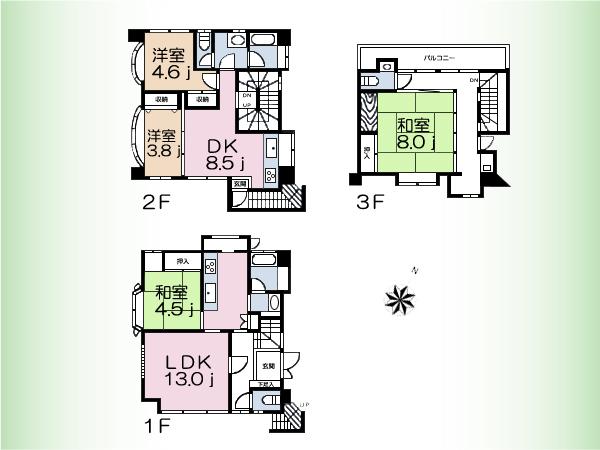 Floor plan. 69,500,000 yen, 3LDK, Land area 67.2 sq m , Building area 114.74 sq m floor plan