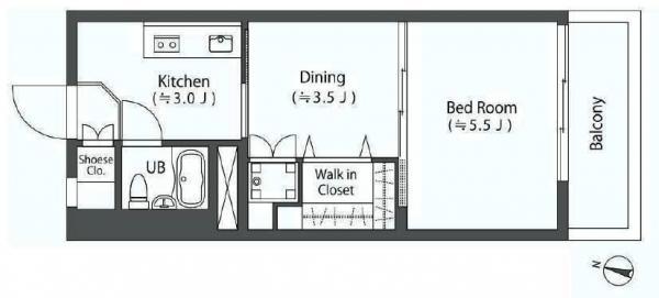 Floor plan. 1DK, Price 12.9 million yen, Occupied area 26.97 sq m , Balcony area 2.9 sq m