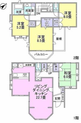 Floor plan.  ■ First floor LDK is about 22.7 tatami! 2-story 4LDK type!  ■