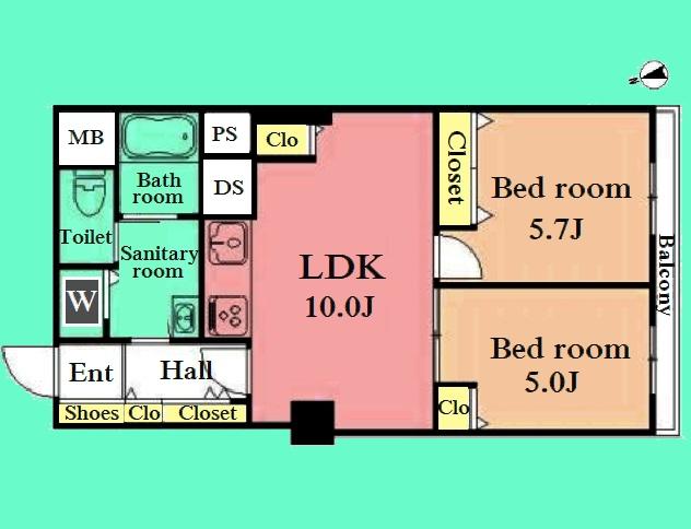 Floor plan. 2LDK, Price 23.8 million yen, Occupied area 52.41 sq m , Balcony area 3.24 sq m