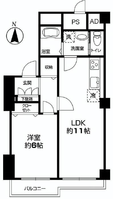 Floor plan. 1LDK, Price 21.9 million yen, Occupied area 43.32 sq m , Balcony area 3.83 sq m apartment first Meidaimae