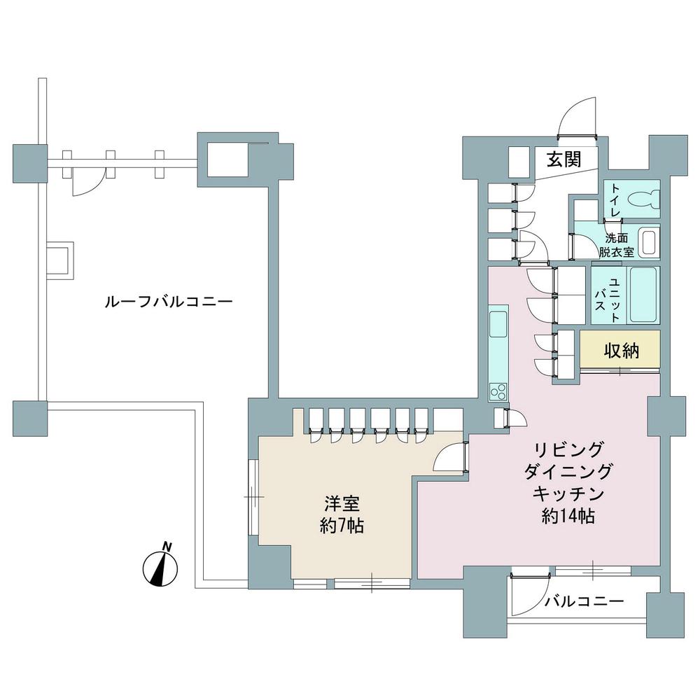 Floor plan. 1LDK, Price 30 million yen, Occupied area 59.18 sq m , Balcony area 34.51 sq m