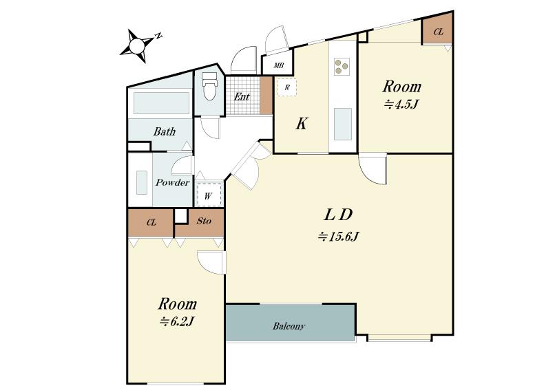 Floor plan. 2LDK, Price 27,800,000 yen, Occupied area 68.13 sq m , Balcony area 3.8 sq m 2LDK