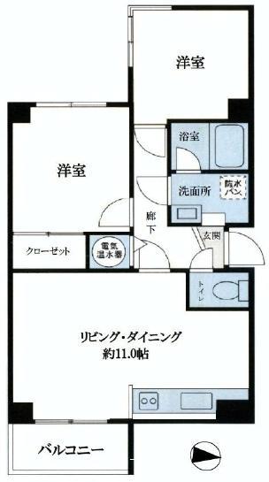 Floor plan. 2LDK, Price 28,900,000 yen, Occupied area 46.52 sq m , Balcony area 3.18 sq m