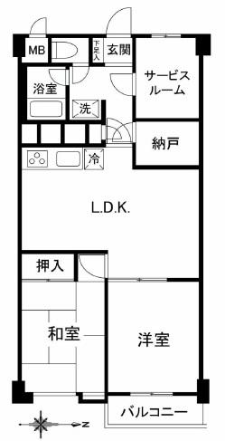 Floor plan. 2LDK + 2S (storeroom), Price 22,900,000 yen, Occupied area 64.61 sq m , Balcony area 3.29 sq m