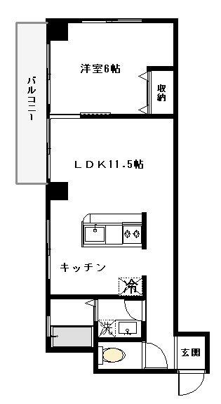 Floor plan. 1LDK, Price 18,800,000 yen, Occupied area 39.42 sq m