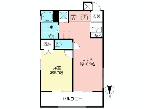 Floor plan. 1LDK, Price 18,800,000 yen, Occupied area 36.06 sq m , Balcony area 6.63 sq m