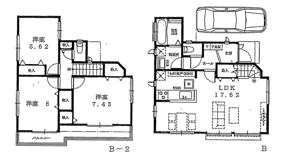 Building plan example (floor plan). Building plan example (B No. land) 3LDK, Land price 47,710,000 yen, Land area 91 sq m , Building price 10,090,000 yen, Building area 86.01 sq m