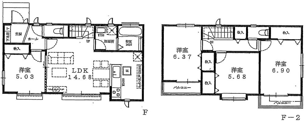 Building plan example (floor plan). Building plan example (F No. land) 4LDK, Land price 45 million yen, Land area 95.99 sq m , Building price 10.8 million yen, Building area 92.02 sq m