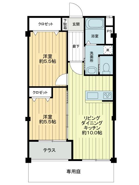 Floor plan. 2LDK, Price 24,800,000 yen, Occupied area 50.22 sq m floor plan