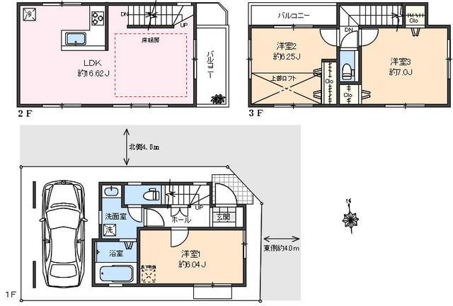 Floor plan. 54,800,000 yen, 3LDK, Land area 53.3 sq m , Building area 80.92 sq m