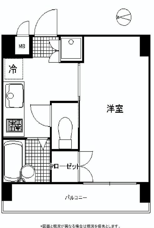 Floor plan. 1K, Price 13,900,000 yen, Occupied area 21.84 sq m , Balcony area 5.95 sq m