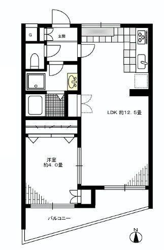 Floor plan. 1LDK, Price 20.8 million yen, Occupied area 39.34 sq m , Balcony area 6.7 sq m