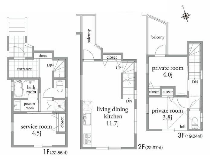 Floor plan. 45,800,000 yen, 3LDK, Land area 41.43 sq m , Building area 63.75 sq m