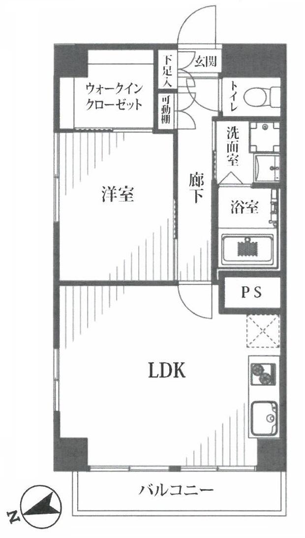 Floor plan. 1LDK, Price 21,800,000 yen, Occupied area 37.28 sq m , Balcony area 3.9 sq m