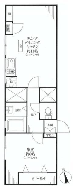 Floor plan. 1LDK, Price 14.8 million yen, Occupied area 42.48 sq m