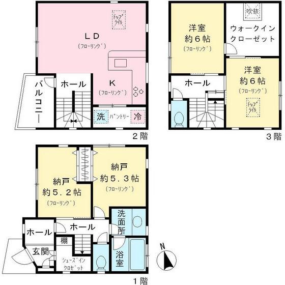 Floor plan. 49,800,000 yen, 2LDK, Land area 71.51 sq m , Building area 102.24 sq m