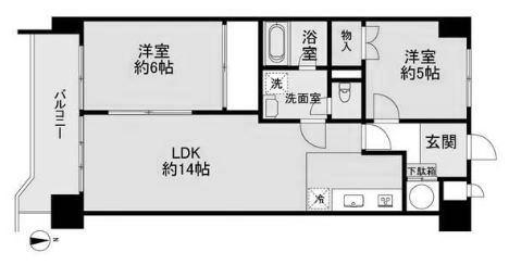 Floor plan. 2LDK, Price 34,800,000 yen, Occupied area 52.88 sq m , Balcony area 6.53 sq m south balcony Nohi or good properties. It is recommended.