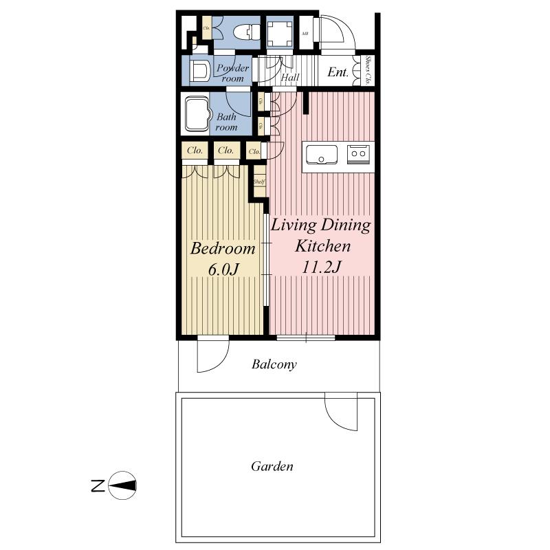 Floor plan. 1LDK, Price 27,800,000 yen, Footprint 40.7 sq m , Balcony area 7.5 sq m