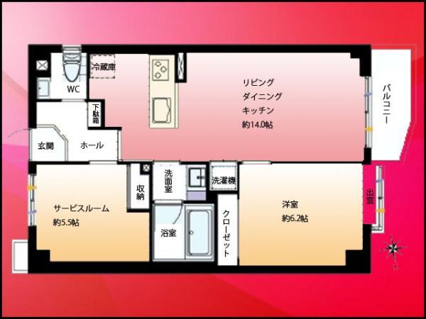 Floor plan. 1LDK+S, Price 44,800,000 yen, Occupied area 53.12 sq m , Balcony area 4.26 sq m