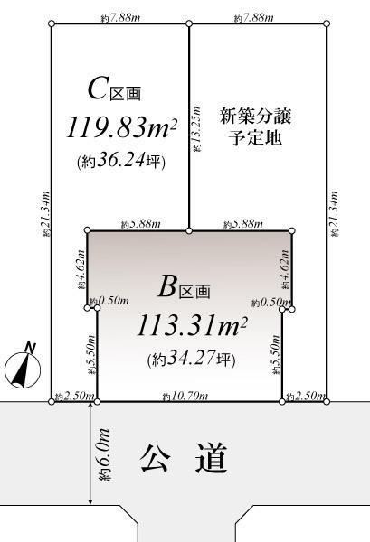 Compartment figure. Land price 67,900,000 yen, Land area 113.31 sq m