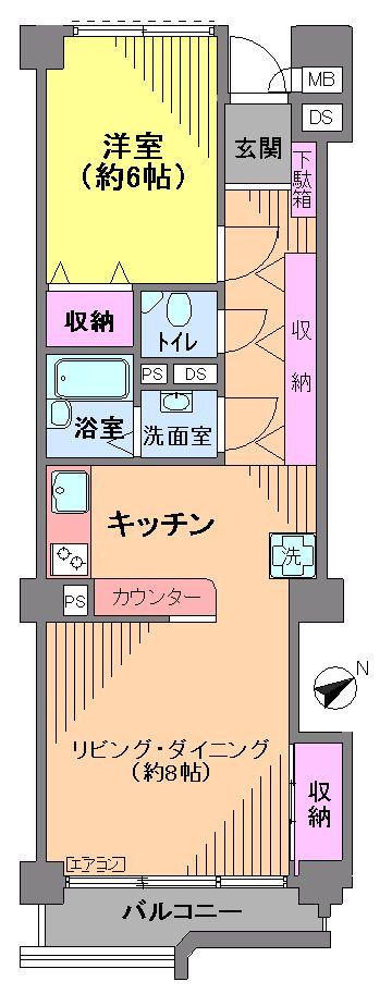 Floor plan. 1LDK, Price 19,800,000 yen, Footprint 46.9 sq m , Balcony area 4.2 sq m