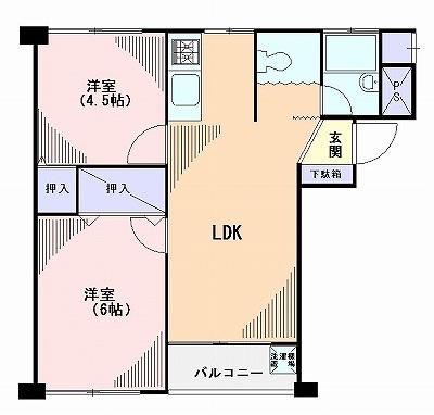 Floor plan. 2LDK, Price 14.5 million yen, Footprint 43.4 sq m , Balcony area 4.01 sq m