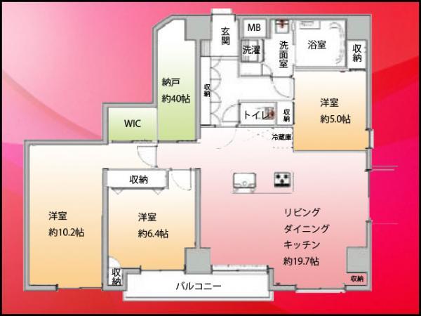 Floor plan. 3LDK+S, Price 59,900,000 yen, Occupied area 97.99 sq m , Balcony area 7.95 sq m