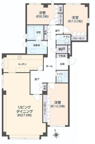 Floor plan. 3LDK + S (storeroom), Price 75 million yen, Footprint 150.03 sq m