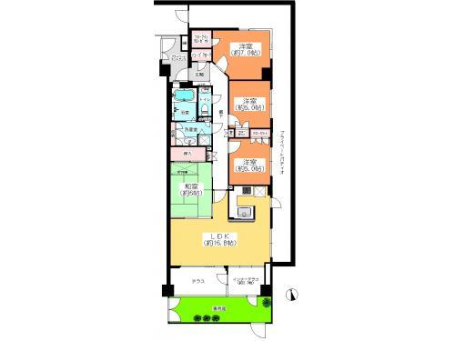 Floor plan. 4LDK, Price 59,600,000 yen, Occupied area 96.48 sq m