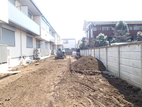 Other common areas. Parking and bicycle parking space under construction in the building front