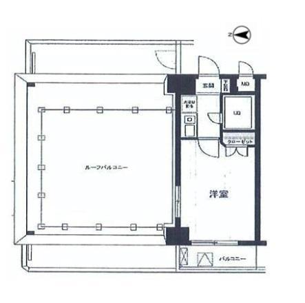 Floor plan. 1K, Price 12 million yen, Footprint 18.7 sq m , Balcony area 23.27 sq m