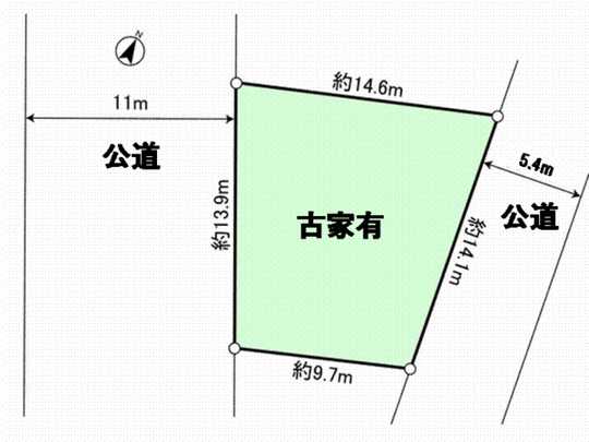 Compartment figure. Southwest side ・ The northeast side of the two-sided road ※ Southwest side road width about 11m ・ Northeast side road width about 5.4m
