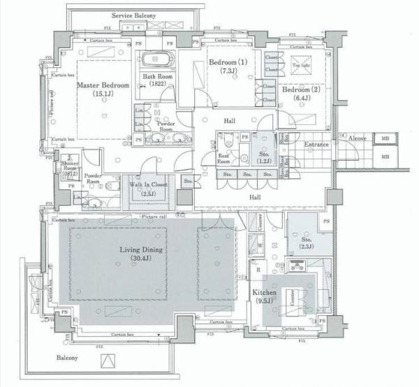 Floor plan. 3LDK, Price 200 million 48 million yen, Footprint 171.21 sq m , Balcony area 13.05 sq m