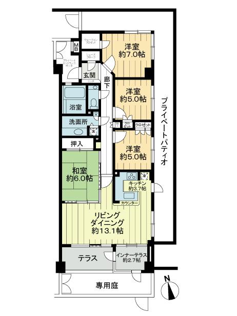 Floor plan. 4LDK, Price 59,600,000 yen, Occupied area 96.48 sq m