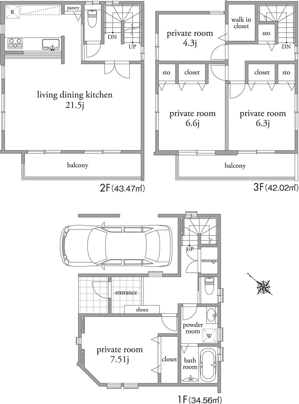 Floor plan. (A Building), Price 62,800,000 yen, 4LDK, Land area 70.01 sq m , Building area 131.86 sq m