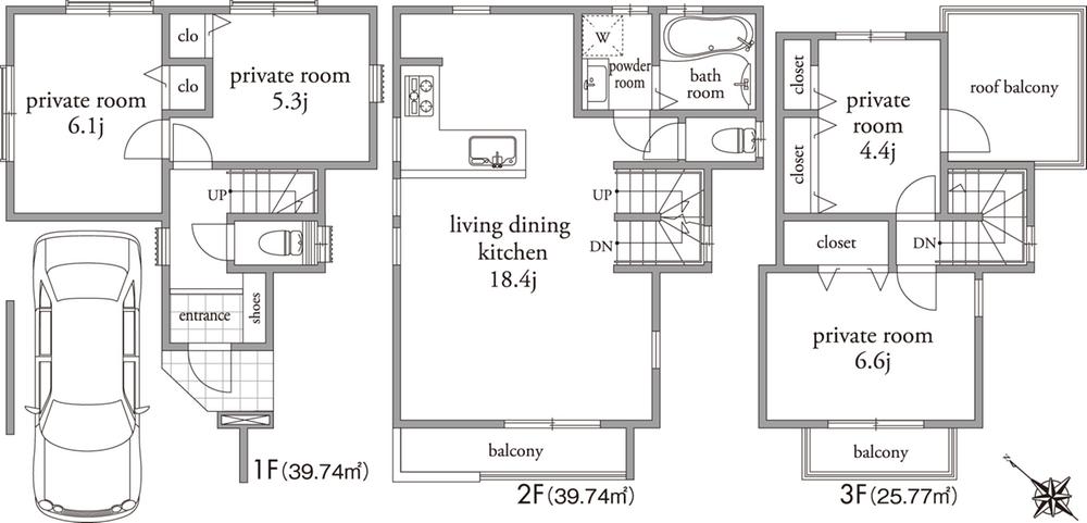 Floor plan. (C Building), Price 57,800,000 yen, 4LDK, Land area 70.01 sq m , Building area 105.25 sq m