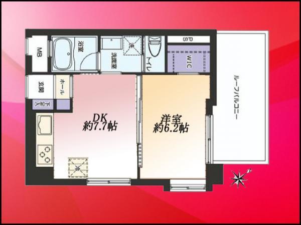 Floor plan. 1DK, Price 18.5 million yen, Occupied area 32.34 sq m