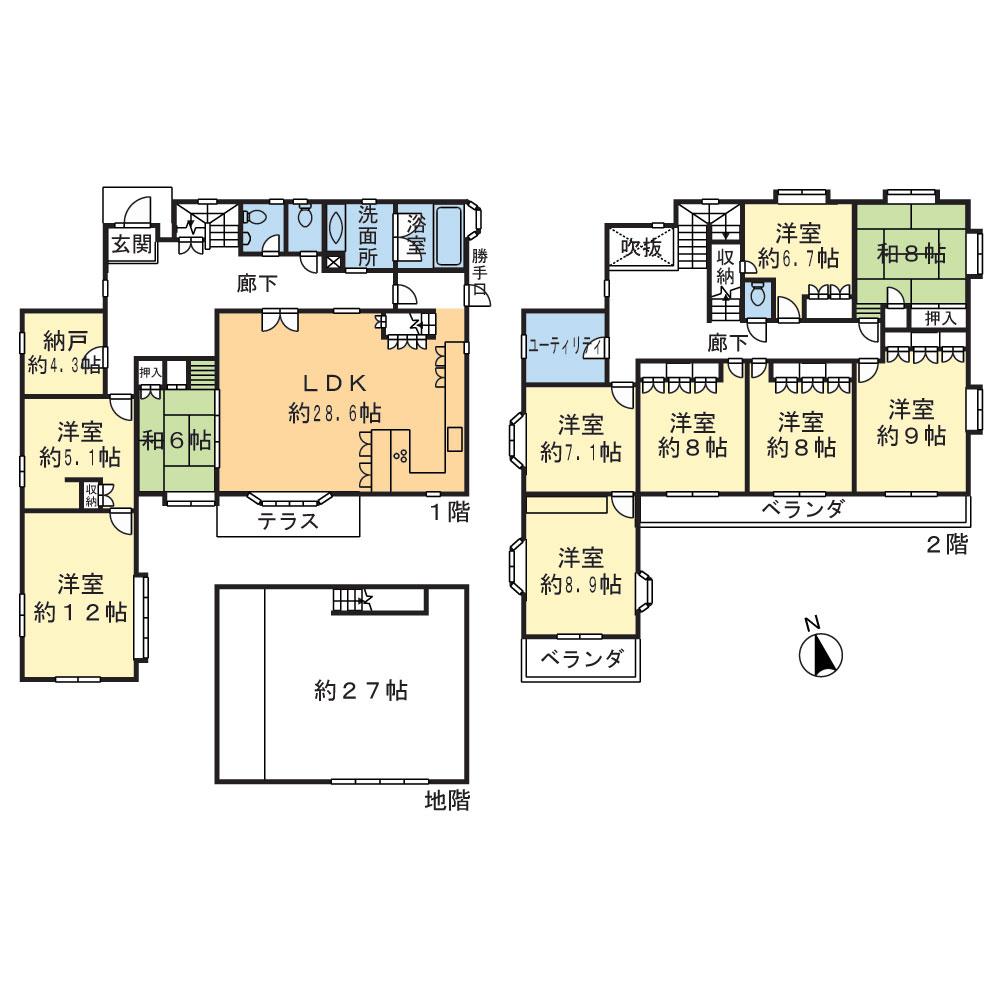 Floor plan. 188 million yen, 10LDK + 2S (storeroom), Land area 346.31 sq m , Building area 350.79 sq m