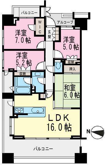 Floor plan. 4LDK, Price 54,800,000 yen, Footprint 84.9 sq m , Balcony area 22.12 sq m