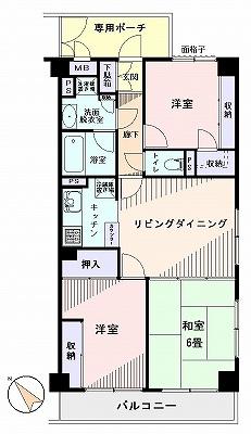 Floor plan. 3LDK, Price 34,800,000 yen, Occupied area 60.42 sq m , Balcony area 5.13 sq m