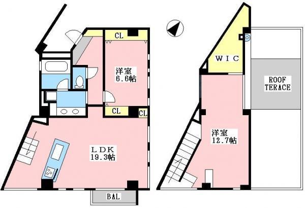 Floor plan. 2LDK, Price 79,800,000 yen, Occupied area 97.64 sq m , Balcony area 34.47 sq m
