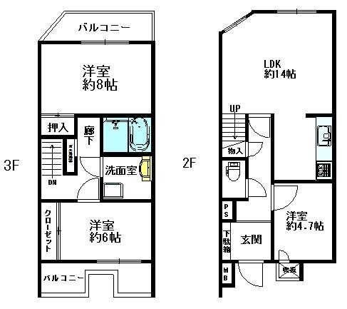 Floor plan. 3LDK, Price 49,800,000 yen, Occupied area 83.59 sq m , Balcony area 10.21 sq m