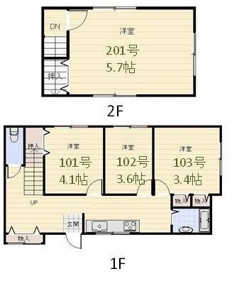 Floor plan. 19.5 million yen, 4DK, Land area 73.4 sq m , Building area 44.42 sq m